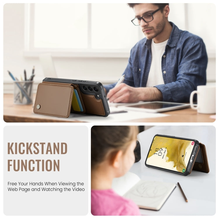 For Samsung Galaxy S22+ 5G JEEHOOD J05 Business Magnetic Style RFID Leather Phone Case(Brown) - Galaxy S22+ 5G Cases by JEEHOOD | Online Shopping UK | buy2fix