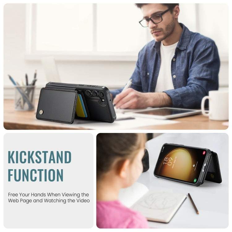 For Samsung Galaxy S23+ 5G JEEHOOD J05 Business Magnetic Style RFID Leather Phone Case(Black) - Galaxy S23+ 5G Cases by JEEHOOD | Online Shopping UK | buy2fix