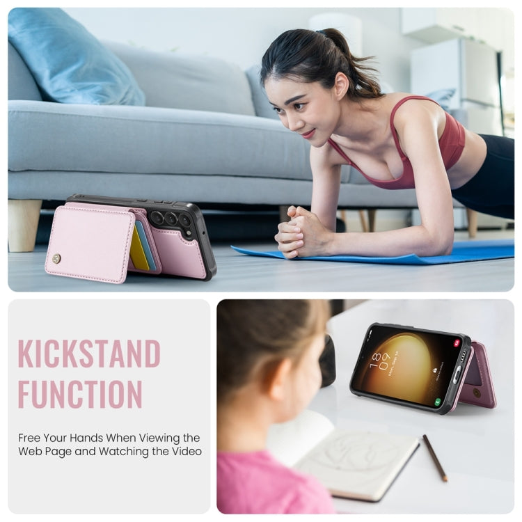 For Samsung Galaxy S23+ 5G JEEHOOD J05 Business Magnetic Style RFID Leather Phone Case(Pink) - Galaxy S23+ 5G Cases by JEEHOOD | Online Shopping UK | buy2fix