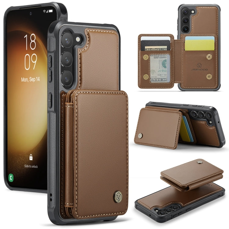 For Samsung Galaxy S23+ 5G JEEHOOD J05 Business Magnetic Style RFID Leather Phone Case(Brown) - Galaxy S23+ 5G Cases by JEEHOOD | Online Shopping UK | buy2fix