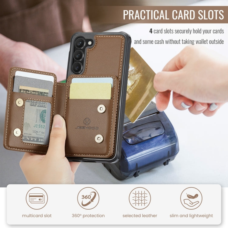 For Samsung Galaxy S23+ 5G JEEHOOD J05 Business Magnetic Style RFID Leather Phone Case(Brown) - Galaxy S23+ 5G Cases by JEEHOOD | Online Shopping UK | buy2fix