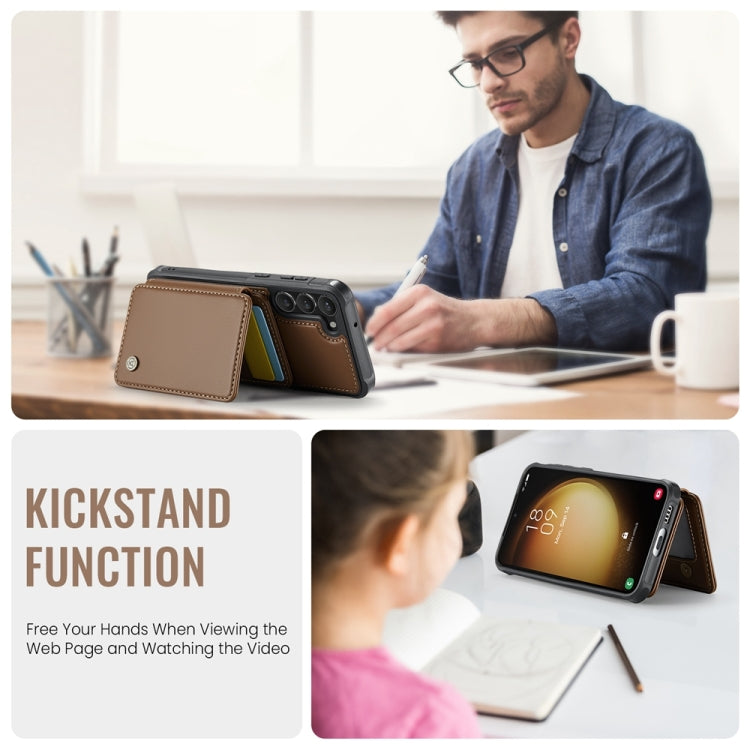 For Samsung Galaxy S23+ 5G JEEHOOD J05 Business Magnetic Style RFID Leather Phone Case(Brown) - Galaxy S23+ 5G Cases by JEEHOOD | Online Shopping UK | buy2fix