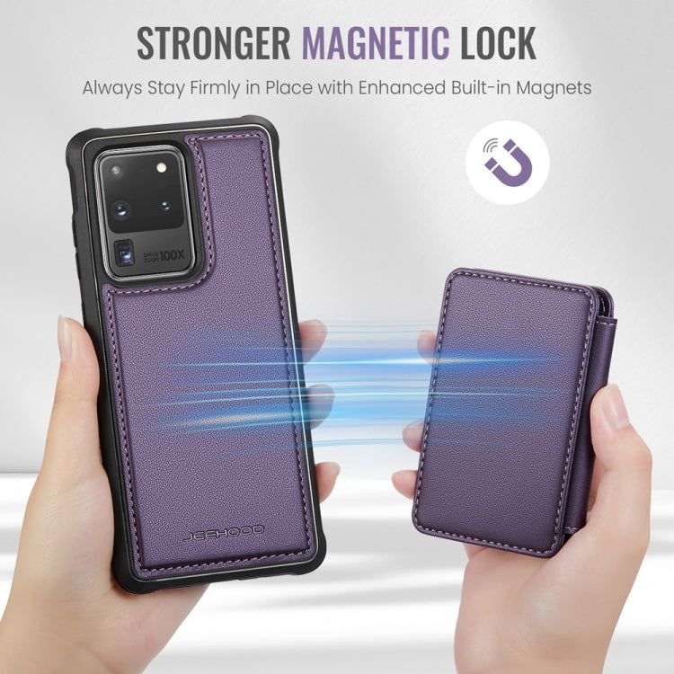 For Samsung Galaxy S20 Ultra 5G JEEHOOD J05 Business Magnetic Style RFID Leather Phone Case(Purple) - Galaxy Phone Cases by JEEHOOD | Online Shopping UK | buy2fix