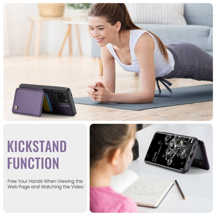 For Samsung Galaxy S20 Ultra 5G JEEHOOD J05 Business Magnetic Style RFID Leather Phone Case(Purple) - Galaxy Phone Cases by JEEHOOD | Online Shopping UK | buy2fix