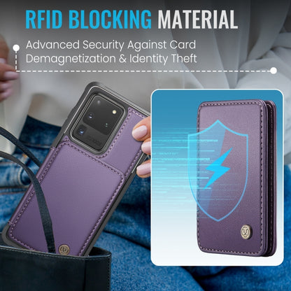 For Samsung Galaxy S20 Ultra 5G JEEHOOD J05 Business Magnetic Style RFID Leather Phone Case(Purple) - Galaxy Phone Cases by JEEHOOD | Online Shopping UK | buy2fix