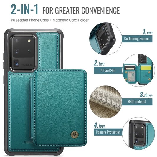 For Samsung Galaxy S20 Ultra 5G JEEHOOD J05 Business Magnetic Style RFID Leather Phone Case(Blue Green) - Galaxy Phone Cases by JEEHOOD | Online Shopping UK | buy2fix