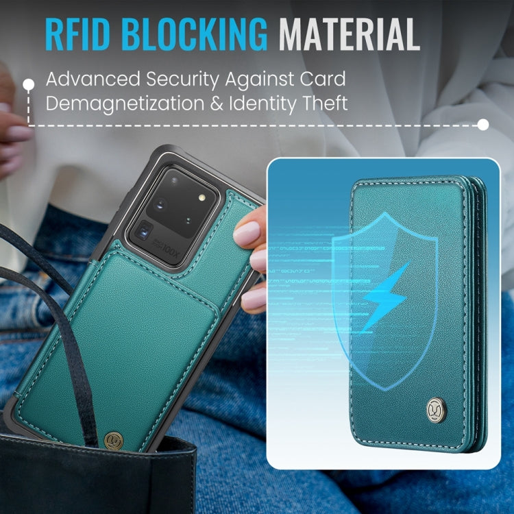 For Samsung Galaxy S20 Ultra 5G JEEHOOD J05 Business Magnetic Style RFID Leather Phone Case(Blue Green) - Galaxy Phone Cases by JEEHOOD | Online Shopping UK | buy2fix