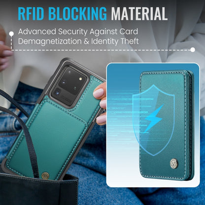 For Samsung Galaxy S20 Ultra 5G JEEHOOD J05 Business Magnetic Style RFID Leather Phone Case(Blue Green) - Galaxy Phone Cases by JEEHOOD | Online Shopping UK | buy2fix