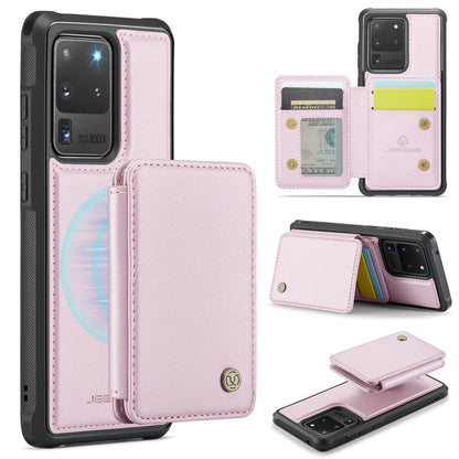 For Samsung Galaxy S20 Ultra 5G JEEHOOD J05 Business Magnetic Style RFID Leather Phone Case(Pink) - Galaxy Phone Cases by JEEHOOD | Online Shopping UK | buy2fix