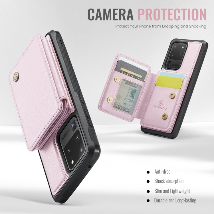 For Samsung Galaxy S20 Ultra 5G JEEHOOD J05 Business Magnetic Style RFID Leather Phone Case(Pink) - Galaxy Phone Cases by JEEHOOD | Online Shopping UK | buy2fix