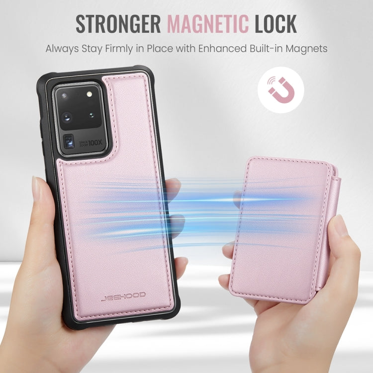 For Samsung Galaxy S20 Ultra 5G JEEHOOD J05 Business Magnetic Style RFID Leather Phone Case(Pink) - Galaxy Phone Cases by JEEHOOD | Online Shopping UK | buy2fix