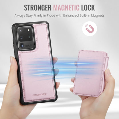 For Samsung Galaxy S20 Ultra 5G JEEHOOD J05 Business Magnetic Style RFID Leather Phone Case(Pink) - Galaxy Phone Cases by JEEHOOD | Online Shopping UK | buy2fix