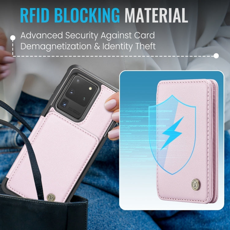 For Samsung Galaxy S20 Ultra 5G JEEHOOD J05 Business Magnetic Style RFID Leather Phone Case(Pink) - Galaxy Phone Cases by JEEHOOD | Online Shopping UK | buy2fix