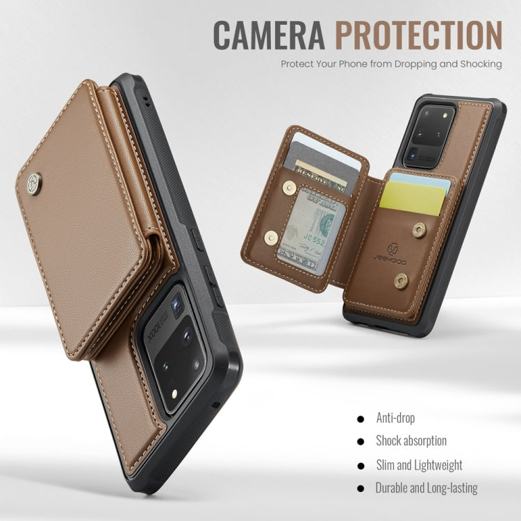 For Samsung Galaxy S20 Ultra 5G JEEHOOD J05 Business Magnetic Style RFID Leather Phone Case(Brown) - Galaxy Phone Cases by JEEHOOD | Online Shopping UK | buy2fix