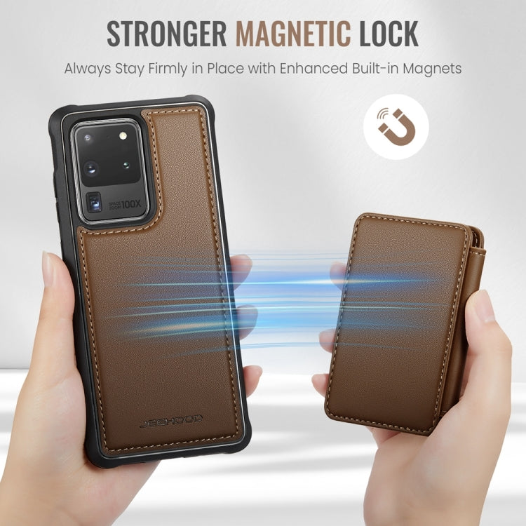 For Samsung Galaxy S20 Ultra 5G JEEHOOD J05 Business Magnetic Style RFID Leather Phone Case(Brown) - Galaxy Phone Cases by JEEHOOD | Online Shopping UK | buy2fix