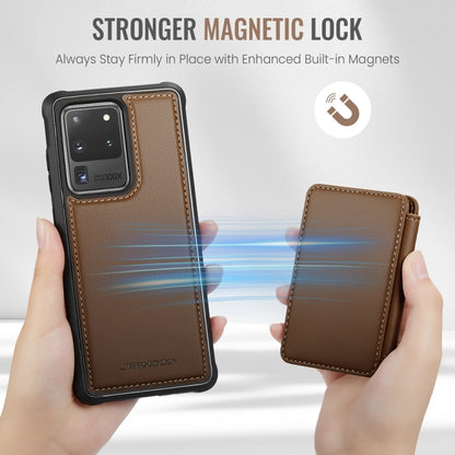 For Samsung Galaxy S20 Ultra 5G JEEHOOD J05 Business Magnetic Style RFID Leather Phone Case(Brown) - Galaxy Phone Cases by JEEHOOD | Online Shopping UK | buy2fix