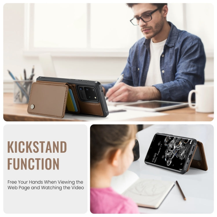 For Samsung Galaxy S20 Ultra 5G JEEHOOD J05 Business Magnetic Style RFID Leather Phone Case(Brown) - Galaxy Phone Cases by JEEHOOD | Online Shopping UK | buy2fix