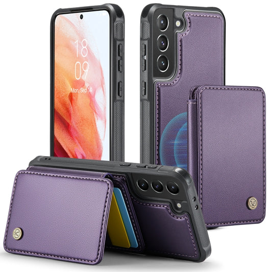 For Samsung Galaxy S21 5G JEEHOOD J05 Business Magnetic Style RFID Leather Phone Case(Purple) - Galaxy S21 5G Cases by JEEHOOD | Online Shopping UK | buy2fix