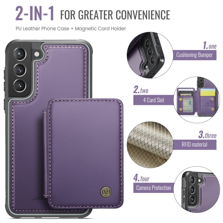 For Samsung Galaxy S21 5G JEEHOOD J05 Business Magnetic Style RFID Leather Phone Case(Purple) - Galaxy S21 5G Cases by JEEHOOD | Online Shopping UK | buy2fix
