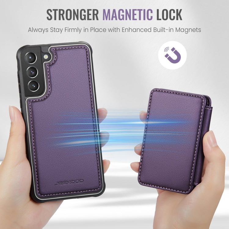 For Samsung Galaxy S21 5G JEEHOOD J05 Business Magnetic Style RFID Leather Phone Case(Purple) - Galaxy S21 5G Cases by JEEHOOD | Online Shopping UK | buy2fix