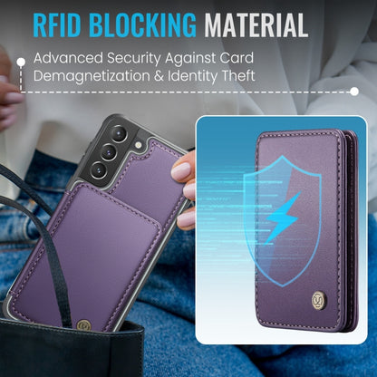 For Samsung Galaxy S21 5G JEEHOOD J05 Business Magnetic Style RFID Leather Phone Case(Purple) - Galaxy S21 5G Cases by JEEHOOD | Online Shopping UK | buy2fix