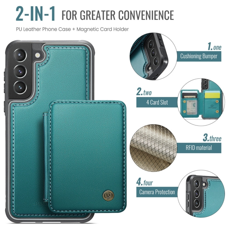 For Samsung Galaxy S21 5G JEEHOOD J05 Business Magnetic Style RFID Leather Phone Case(Blue Green) - Galaxy S21 5G Cases by JEEHOOD | Online Shopping UK | buy2fix