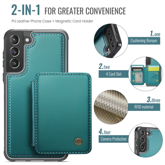 For Samsung Galaxy S21 5G JEEHOOD J05 Business Magnetic Style RFID Leather Phone Case(Blue Green) - Galaxy S21 5G Cases by JEEHOOD | Online Shopping UK | buy2fix