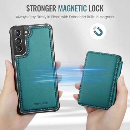For Samsung Galaxy S21 5G JEEHOOD J05 Business Magnetic Style RFID Leather Phone Case(Blue Green) - Galaxy S21 5G Cases by JEEHOOD | Online Shopping UK | buy2fix