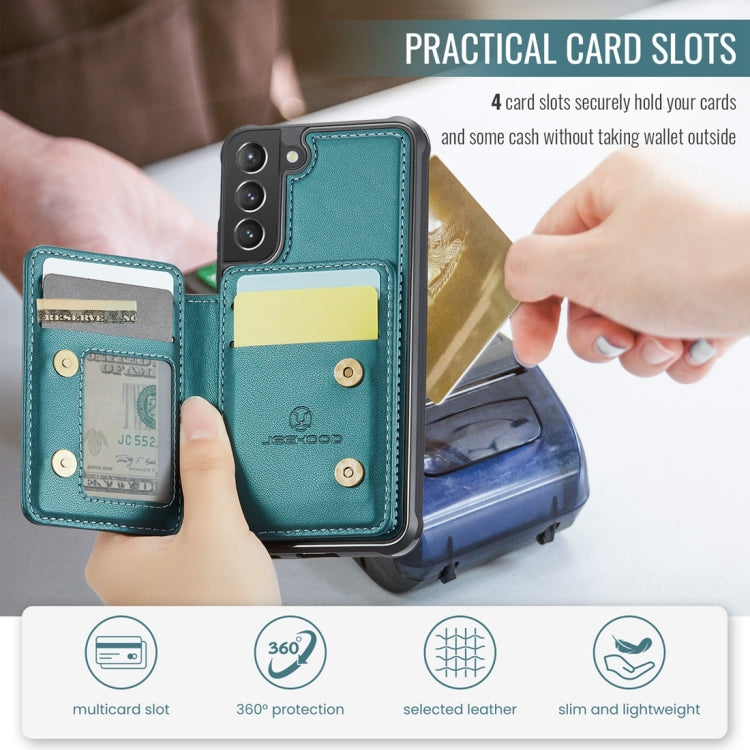 For Samsung Galaxy S21 5G JEEHOOD J05 Business Magnetic Style RFID Leather Phone Case(Blue Green) - Galaxy S21 5G Cases by JEEHOOD | Online Shopping UK | buy2fix