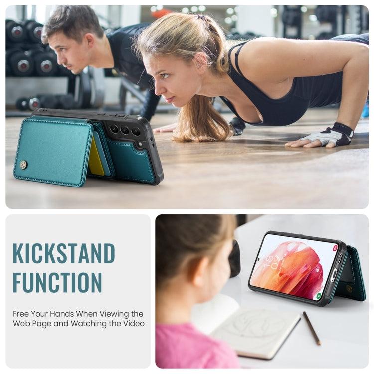 For Samsung Galaxy S21 5G JEEHOOD J05 Business Magnetic Style RFID Leather Phone Case(Blue Green) - Galaxy S21 5G Cases by JEEHOOD | Online Shopping UK | buy2fix