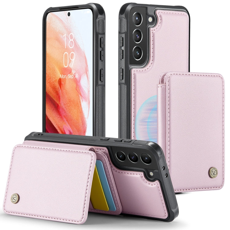 For Samsung Galaxy S21 5G JEEHOOD J05 Business Magnetic Style RFID Leather Phone Case(Pink) - Galaxy S21 5G Cases by JEEHOOD | Online Shopping UK | buy2fix