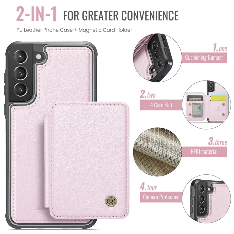 For Samsung Galaxy S21 5G JEEHOOD J05 Business Magnetic Style RFID Leather Phone Case(Pink) - Galaxy S21 5G Cases by JEEHOOD | Online Shopping UK | buy2fix
