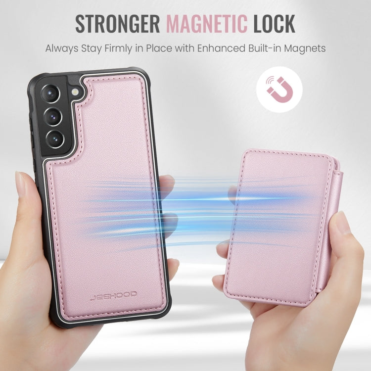 For Samsung Galaxy S21 5G JEEHOOD J05 Business Magnetic Style RFID Leather Phone Case(Pink) - Galaxy S21 5G Cases by JEEHOOD | Online Shopping UK | buy2fix
