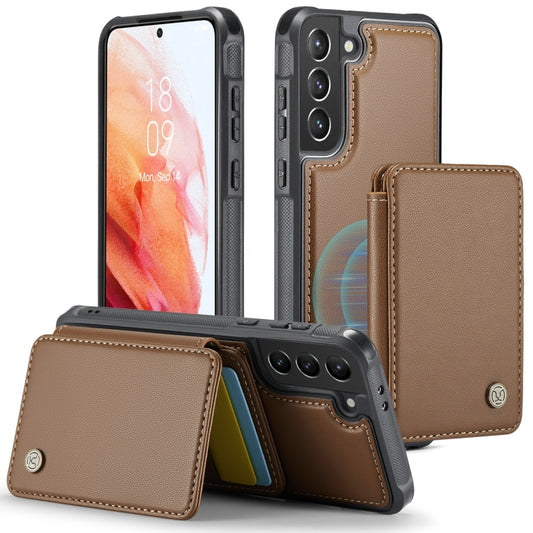 For Samsung Galaxy S21 5G JEEHOOD J05 Business Magnetic Style RFID Leather Phone Case(Brown) - Galaxy S21 5G Cases by JEEHOOD | Online Shopping UK | buy2fix