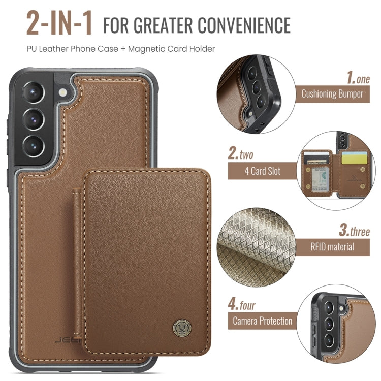 For Samsung Galaxy S21 5G JEEHOOD J05 Business Magnetic Style RFID Leather Phone Case(Brown) - Galaxy S21 5G Cases by JEEHOOD | Online Shopping UK | buy2fix