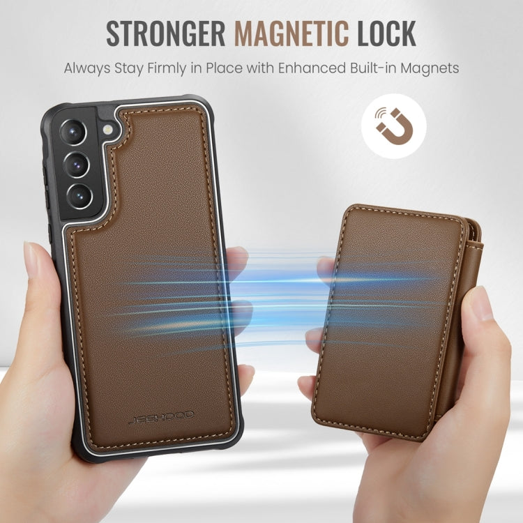 For Samsung Galaxy S21 5G JEEHOOD J05 Business Magnetic Style RFID Leather Phone Case(Brown) - Galaxy S21 5G Cases by JEEHOOD | Online Shopping UK | buy2fix