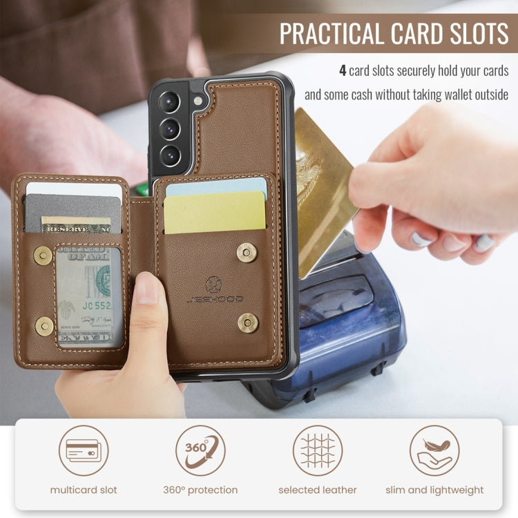 For Samsung Galaxy S21 5G JEEHOOD J05 Business Magnetic Style RFID Leather Phone Case(Brown) - Galaxy S21 5G Cases by JEEHOOD | Online Shopping UK | buy2fix