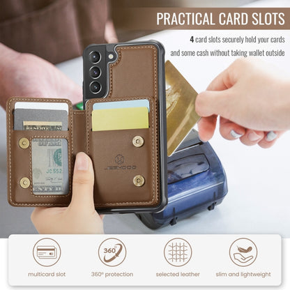 For Samsung Galaxy S21 5G JEEHOOD J05 Business Magnetic Style RFID Leather Phone Case(Brown) - Galaxy S21 5G Cases by JEEHOOD | Online Shopping UK | buy2fix