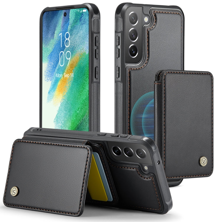 For Samsung Galaxy S21 FE 5G JEEHOOD J05 Business Magnetic Style RFID Leather Phone Case(Black) - Galaxy Phone Cases by JEEHOOD | Online Shopping UK | buy2fix