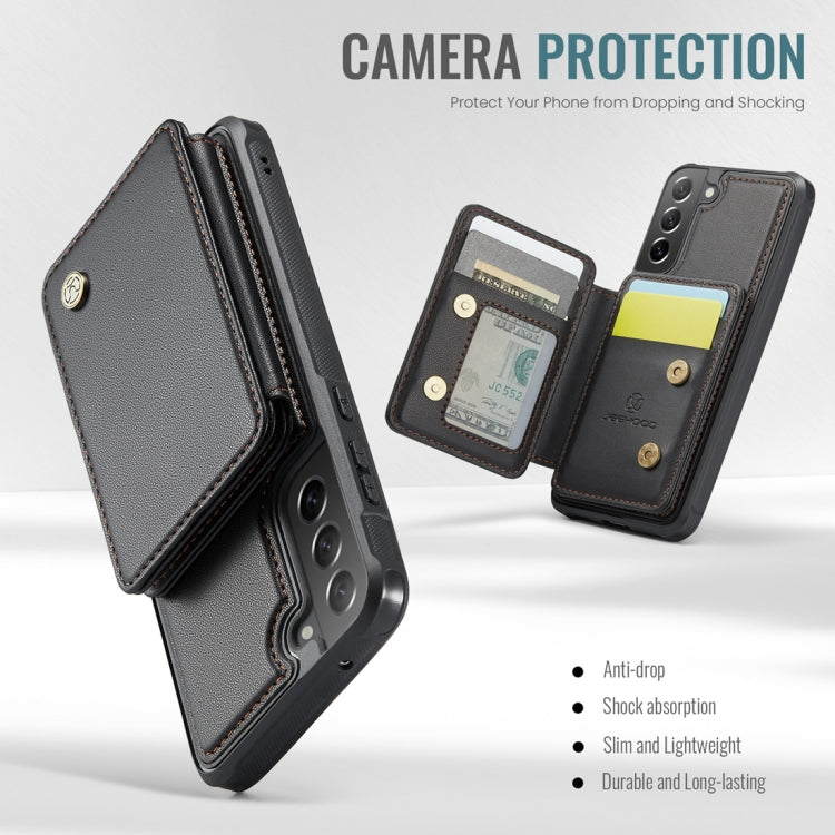 For Samsung Galaxy S21 FE 5G JEEHOOD J05 Business Magnetic Style RFID Leather Phone Case(Black) - Galaxy Phone Cases by JEEHOOD | Online Shopping UK | buy2fix