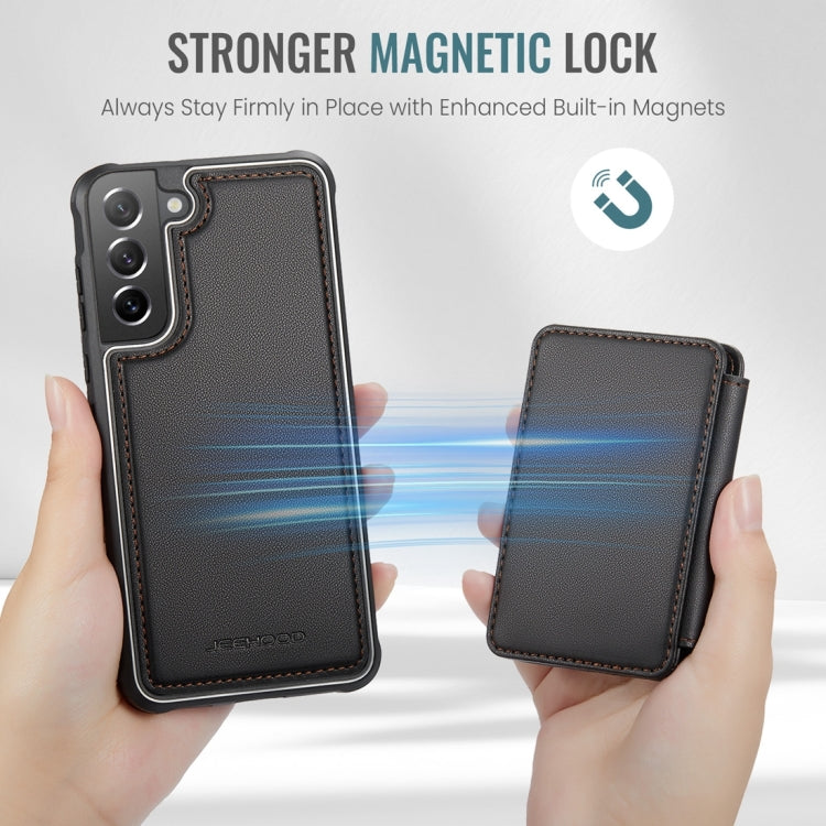 For Samsung Galaxy S21 FE 5G JEEHOOD J05 Business Magnetic Style RFID Leather Phone Case(Black) - Galaxy Phone Cases by JEEHOOD | Online Shopping UK | buy2fix
