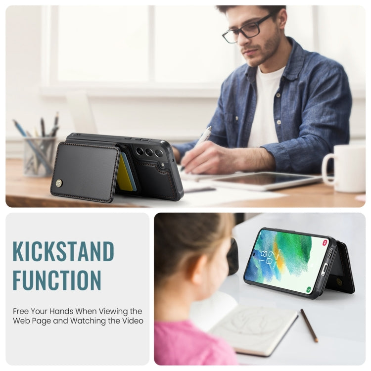 For Samsung Galaxy S21 FE 5G JEEHOOD J05 Business Magnetic Style RFID Leather Phone Case(Black) - Galaxy Phone Cases by JEEHOOD | Online Shopping UK | buy2fix