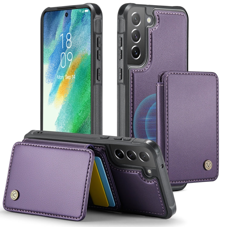 For Samsung Galaxy S21 FE 5G JEEHOOD J05 Business Magnetic Style RFID Leather Phone Case(Purple) - Galaxy Phone Cases by JEEHOOD | Online Shopping UK | buy2fix