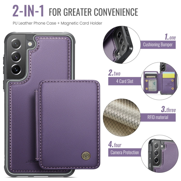 For Samsung Galaxy S21 FE 5G JEEHOOD J05 Business Magnetic Style RFID Leather Phone Case(Purple) - Galaxy Phone Cases by JEEHOOD | Online Shopping UK | buy2fix