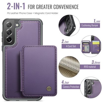 For Samsung Galaxy S21 FE 5G JEEHOOD J05 Business Magnetic Style RFID Leather Phone Case(Purple) - Galaxy Phone Cases by JEEHOOD | Online Shopping UK | buy2fix