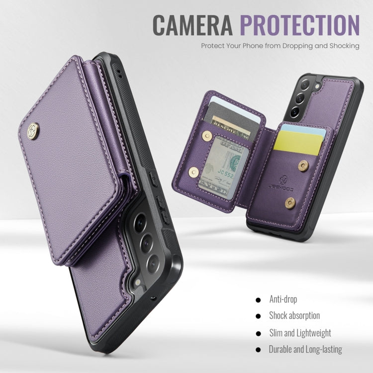 For Samsung Galaxy S21 FE 5G JEEHOOD J05 Business Magnetic Style RFID Leather Phone Case(Purple) - Galaxy Phone Cases by JEEHOOD | Online Shopping UK | buy2fix