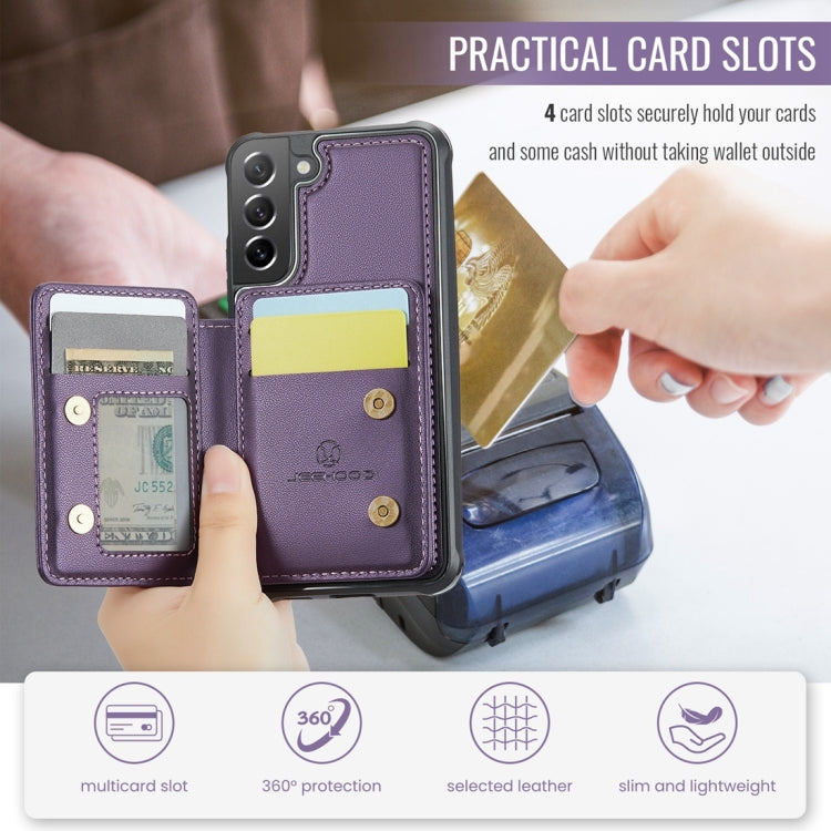 For Samsung Galaxy S21 FE 5G JEEHOOD J05 Business Magnetic Style RFID Leather Phone Case(Purple) - Galaxy Phone Cases by JEEHOOD | Online Shopping UK | buy2fix