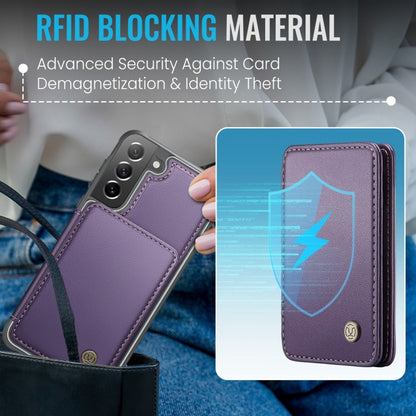 For Samsung Galaxy S21 FE 5G JEEHOOD J05 Business Magnetic Style RFID Leather Phone Case(Purple) - Galaxy Phone Cases by JEEHOOD | Online Shopping UK | buy2fix