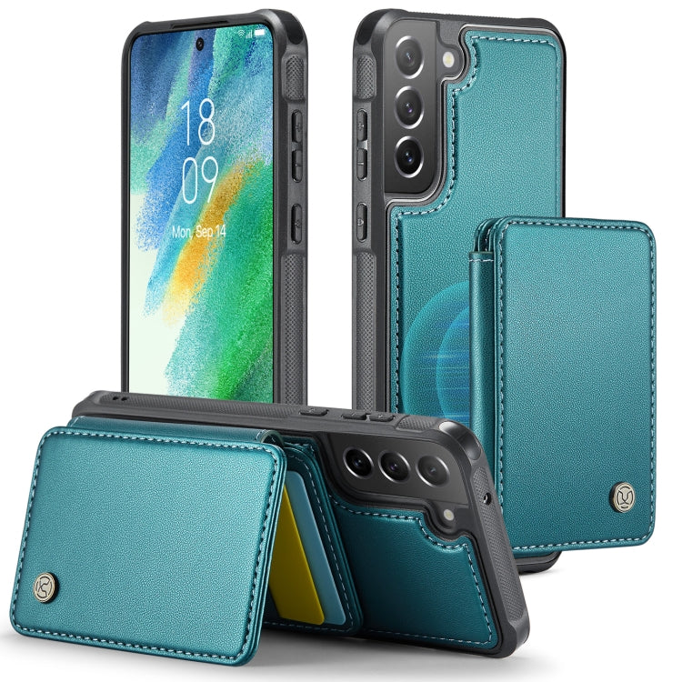 For Samsung Galaxy S21 FE 5G JEEHOOD J05 Business Magnetic Style RFID Leather Phone Case(Blue Green) - Galaxy Phone Cases by JEEHOOD | Online Shopping UK | buy2fix