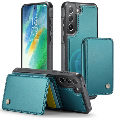 For Samsung Galaxy S21 FE 5G JEEHOOD J05 Business Magnetic Style RFID Leather Phone Case(Blue Green) - Galaxy Phone Cases by JEEHOOD | Online Shopping UK | buy2fix